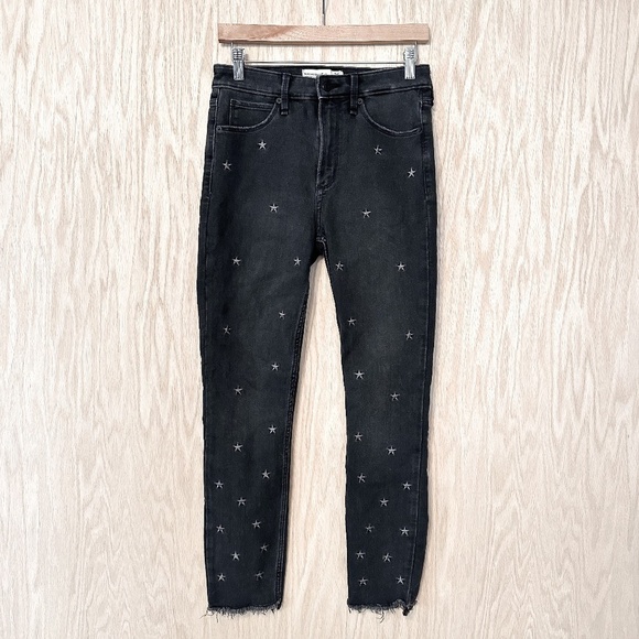 Abercrombie & Fitch Denim - A&F Black Star Embroidered High Rise Skinny Jeans Star